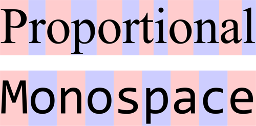proportional versus monospaced image comparison.