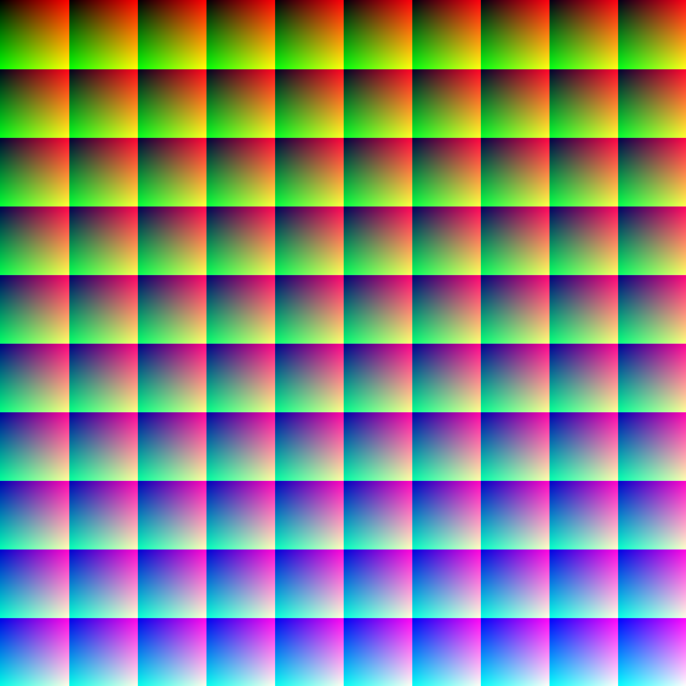 one million color in many small gradient boxes.