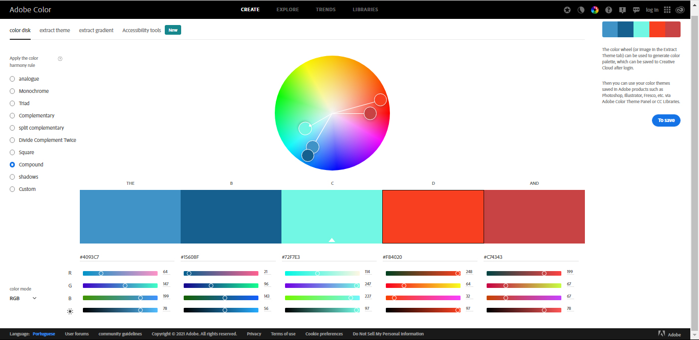 color pallete from adobe Colors