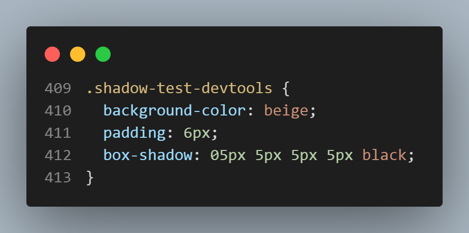 Declare the shadow in css